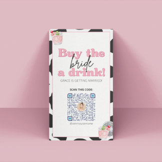 Retro Bachelorette Party Venmo QR Code Kaart Plaatskaartje