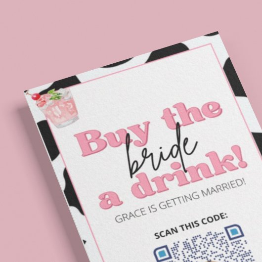 Retro Bachelorette Party Venmo QR Code Kaart Plaatskaartje