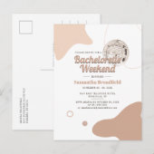 Retro Bachelorette Weekend Disco Party Uitnodiging Briefkaart (Voorkant / Achterkant)