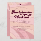 Retro Bachelorette Weekend Itinerary Invitation Kaart (Voorkant / Achterkant)