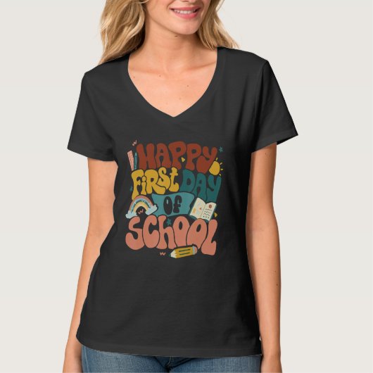 Retro Back To School Student Teacher Kid First Day T-shirt (Voorkant)