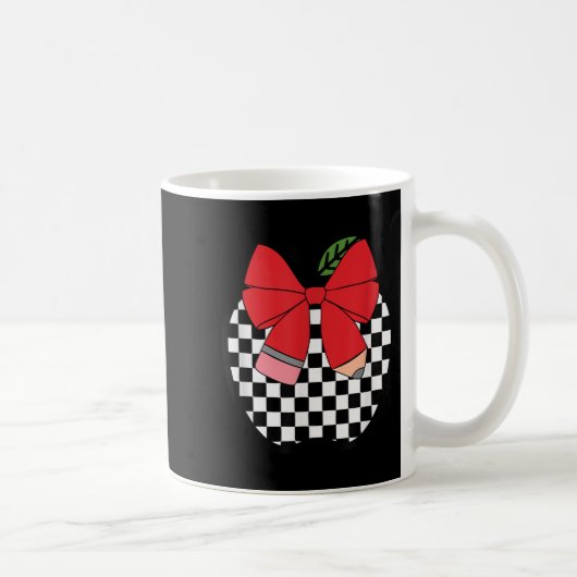 Retro Back To School Teacher Race Checkered Pencil Koffiemok (Rechts)