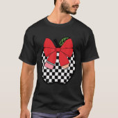 Retro Back To School Teacher Race Checkered Pencil T-shirt (Voorkant)