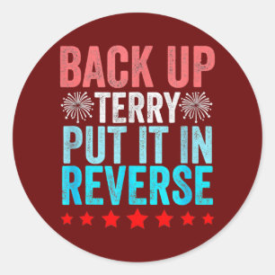 Retro back-up Terry geplaatst in omgekeerde 4 juli Ronde Sticker