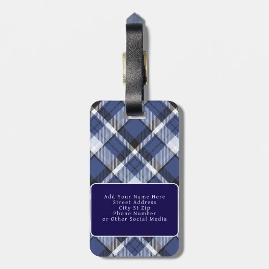 Retro Background Seamless Plaid Pattern Vector Bagagelabel (Achterkant verticaal)