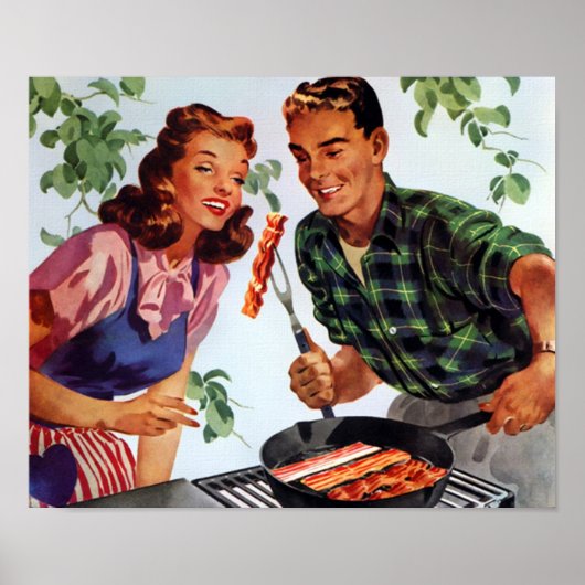Retro Bacon Barbeque Poster (Voorkant)