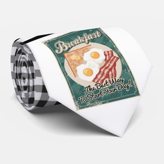 Retro Bacon & Eggs Necktie Stropdas (Opgerold)