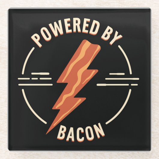 Retro Bacon Lover Grappig Voedsel Ontwerp met Blik Glazen Onderzetter (Voorkant)