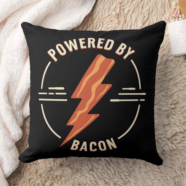 Retro Bacon Lover Grappig Voedsel Ontwerp met Blik Kussen (Deken)