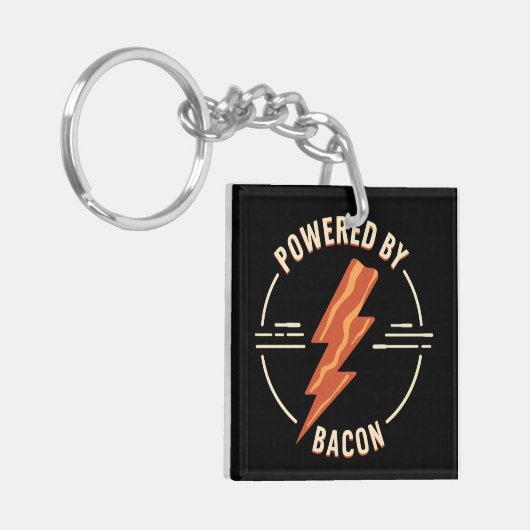 Retro Bacon Lover Grappig Voedsel Ontwerp met Blik Sleutelhanger (Voorkant Links)