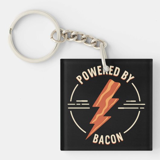 Retro Bacon Lover Grappig Voedsel Ontwerp met Blik Sleutelhanger (Voorkant)