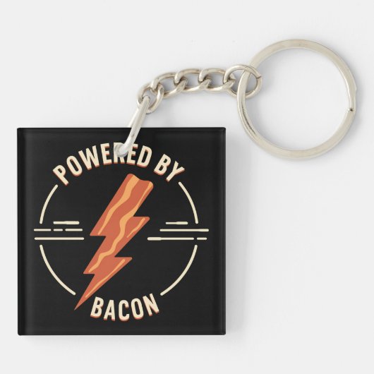 Retro Bacon Lover Grappig Voedsel Ontwerp met Blik Sleutelhanger (Achterkant)