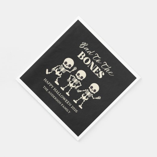 Retro Bad To The Bones Spooky Halloween Servet (Hoek)