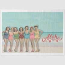 Retro baden schoonheden decoupage tissuepapier