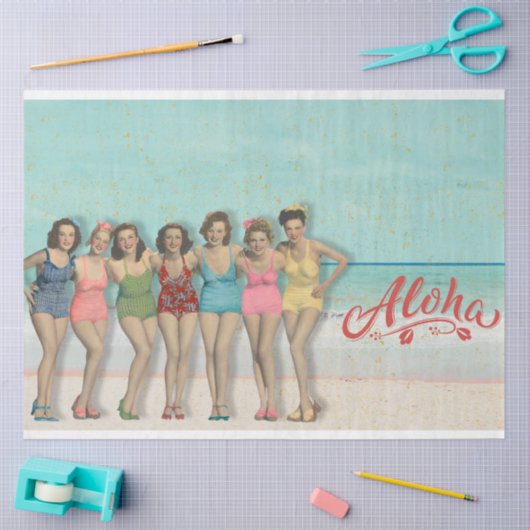 Retro baden schoonheden decoupage tissuepapier (Craft)