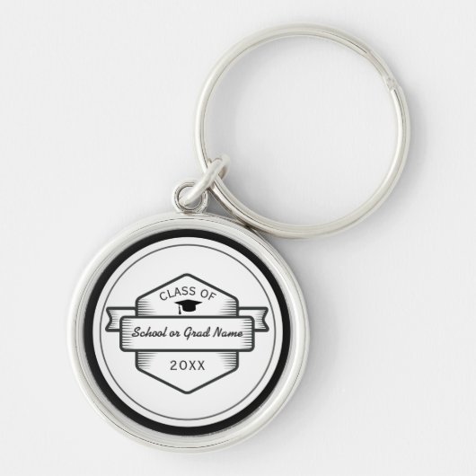 Retro Badge Afstuderen klasse 2017 Sleutelhanger (Voorkant)