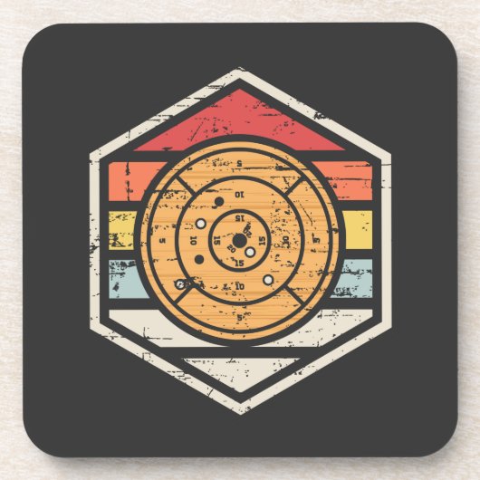 Retro Badge Crokinole Bier Onderzetter (Voorkant)