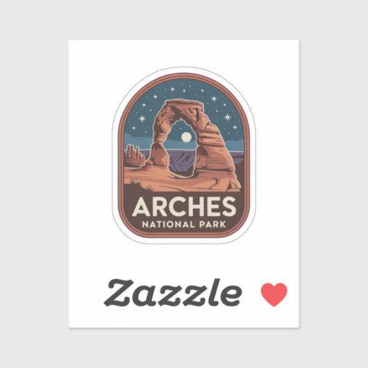 Retro Badge Design voor Arches National Park Sticker (Vel)