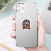 Retro Badge Design voor Arches National Park Sticker (Telefoon)