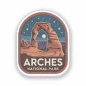 Retro Badge Design voor Arches National Park Sticker (Voorkant)