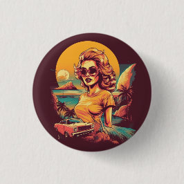 Retro badge/knop, retro, vintage geïnspireerde kno ronde button 3,2 cm
