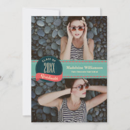 Retro Badge met Pijlen 2 Foto's Afstuderen Kaart