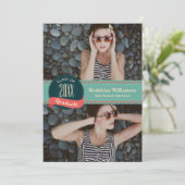 Retro Badge met Pijlen 2 Foto's Afstuderen Kaart (Staand voorkant)