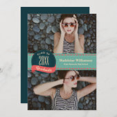 Retro Badge met Pijlen 2 Foto's Afstuderen Kaart (Voorkant / Achterkant)