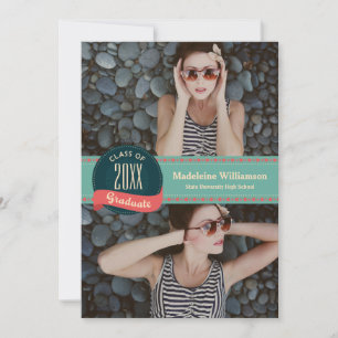 Retro Badge met Pijlen 2 Foto's Afstuderen Kaart