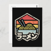 Retro Badge Ramen Classic Round Sticker Briefkaart (Voorkant / Achterkant)