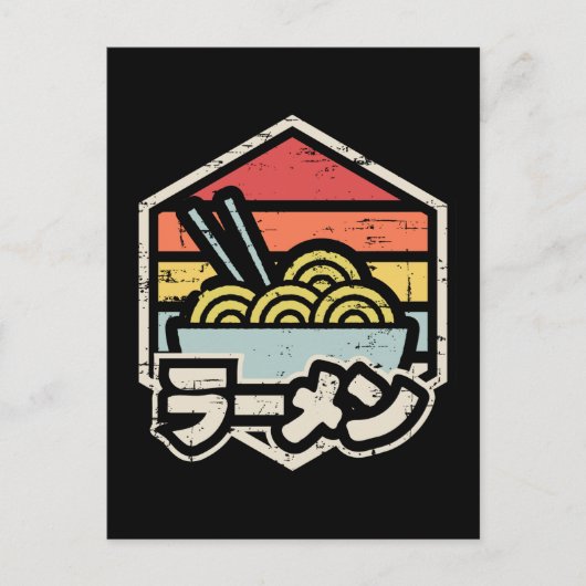 Retro Badge Ramen Classic Round Sticker Briefkaart (Voorkant)