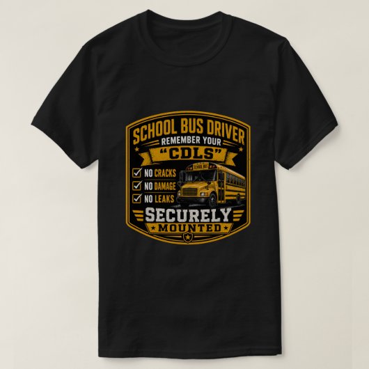 Retro Badge Veiligheidschecklist voor schoolbuscha T-shirt (Design voorkant)