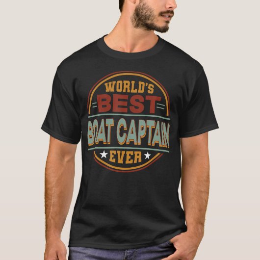Retro Badge Werelds Beste Bootkapitein T-shirt (Voorkant)