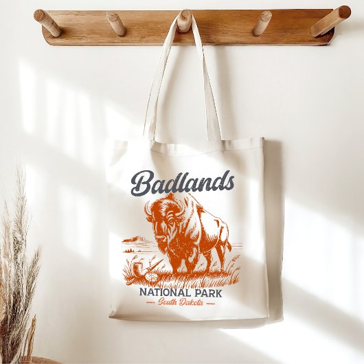 Retro Badlands National Park Souvenir Design Tote Bag