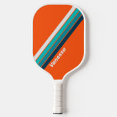 Retro Badmeester Gestreept met Naam Pickleball Paddle (Achterkant)
