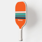 Retro Badmeester over Strepen met Naam Pickleball Paddle (Links)