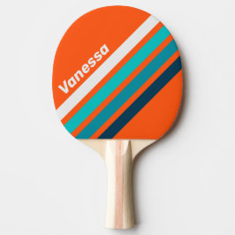 Retro Badmeester Schuin Strepenpatroon met Naam Tafeltennisbatje