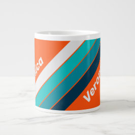 Retro badmeesterstrepen met naam grote koffiekop