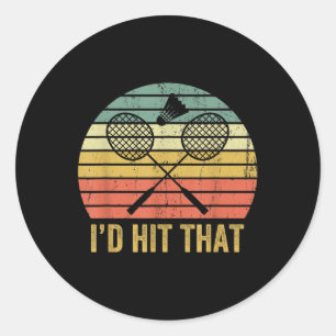 Retro Badminton Grappige Vintage Shuttle Vogeltje Ronde Sticker