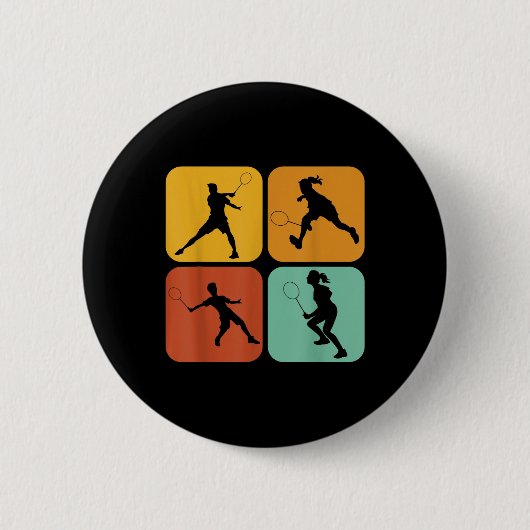 Retro Badminton I Racket I Shuttle I Badminton  Ronde Button 5,7 Cm (Voorkant)