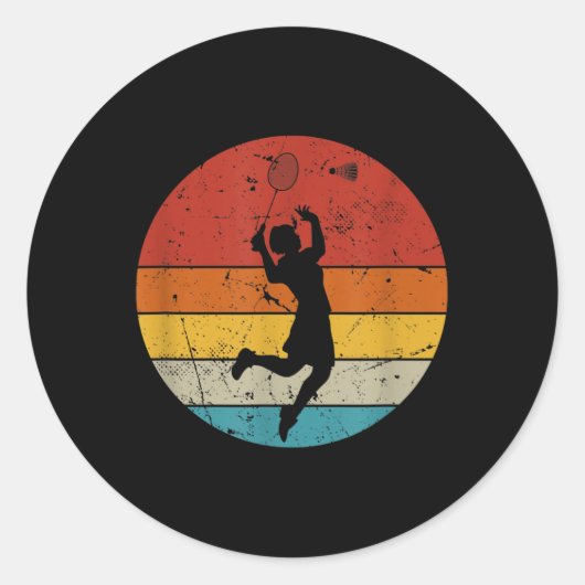 Retro Badminton Lover Ronde Sticker (Voorkant)