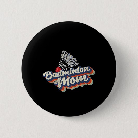 Retro Badminton mama Funny Badminton Mo Ronde Button 5,7 Cm (Voorkant)