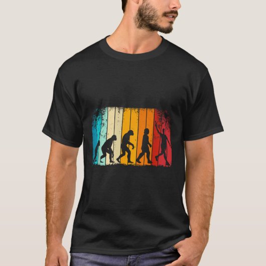 Retro Badminton Met Shuttle Evolutie Darwin  T-shirt (Voorkant)