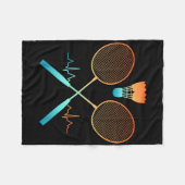 Retro Badminton Met Shuttle Hartslag Ecg Fleece Deken (Voorkant (Horizontaal))
