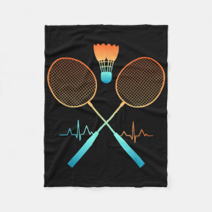 Retro Badminton Met Shuttle Hartslag Ecg Fleece Deken