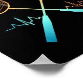 Retro Badminton Met Shuttle Hartslag Ecg Poster (Hoek)