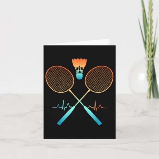 Retro Badminton met Shuttle Heartbeat ECG Kaart (Voorkant)