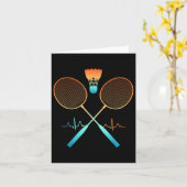 Retro Badminton met Shuttle Heartbeat ECG Kaart (Gele Bloem)