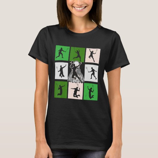Retro Badminton-ontwerp T-shirt (Voorkant)