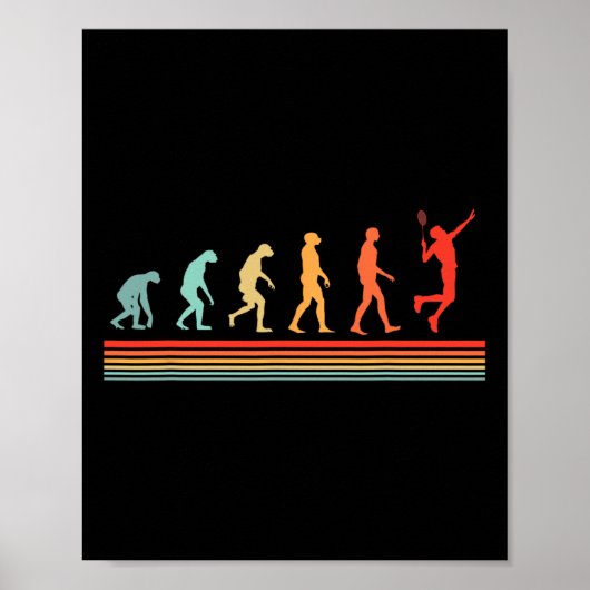 Retro Badminton Player Evolution Poster (Voorkant)